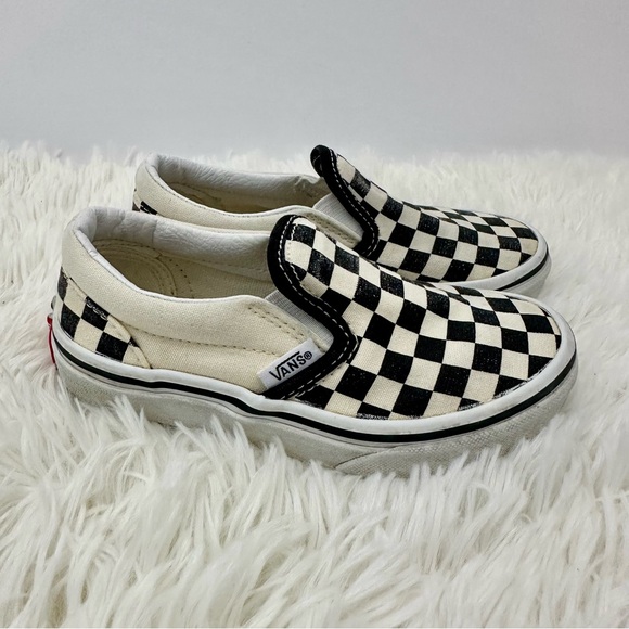VANS Kids Checkered Slip-On Shoes size 11.5 - Black and White - Picture 2 of 7